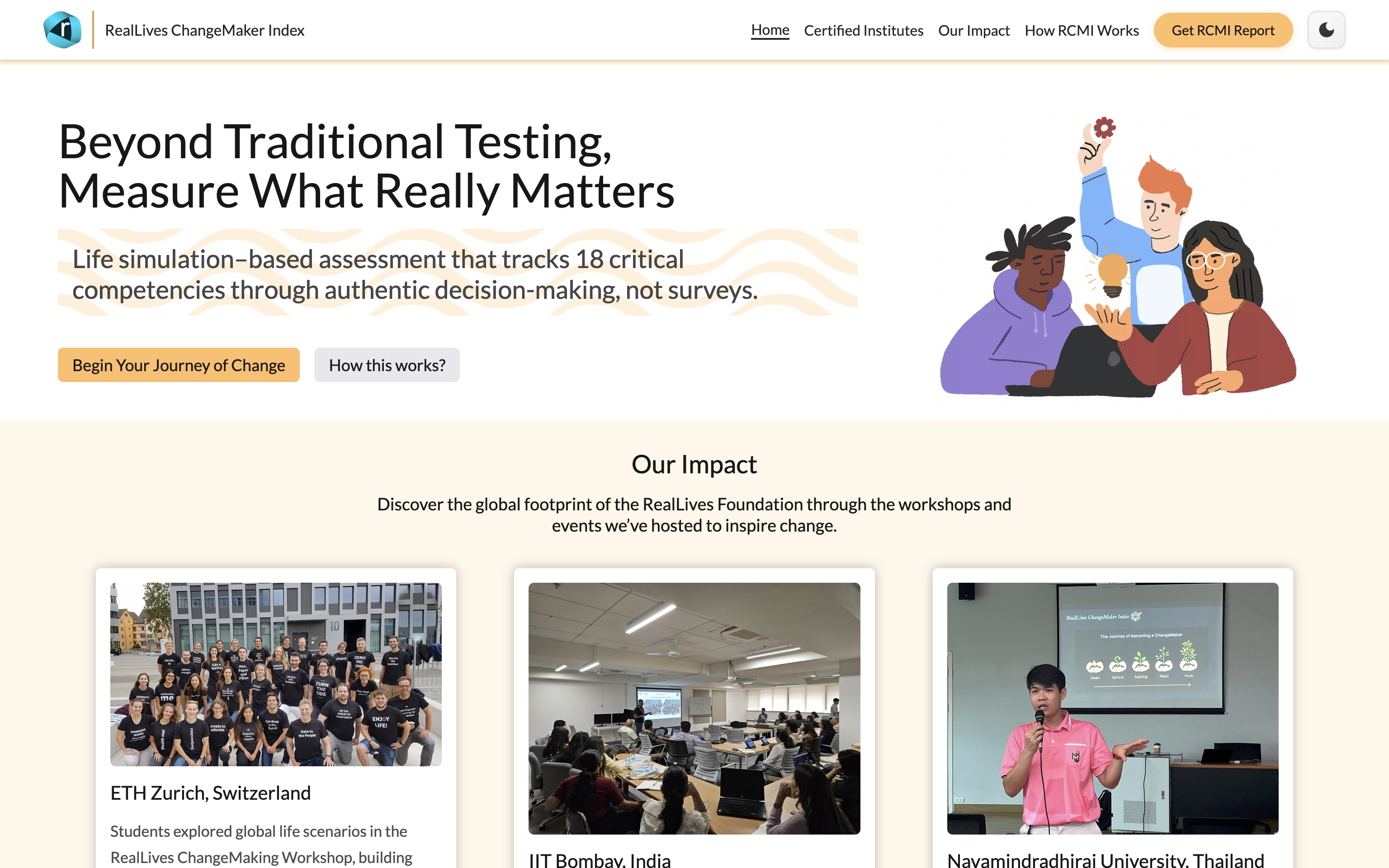 RealLives ChangeMaker Index website preview